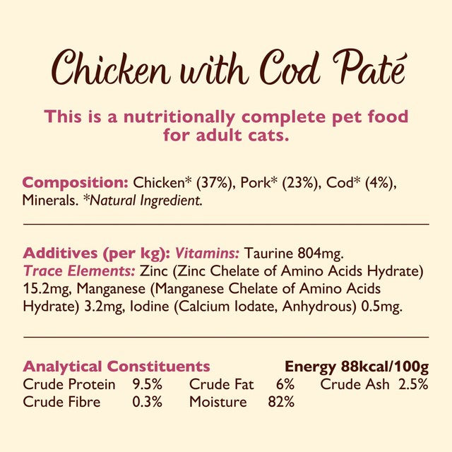 Lily's Kitchen cat food pate chicken and cod 85g, UK version