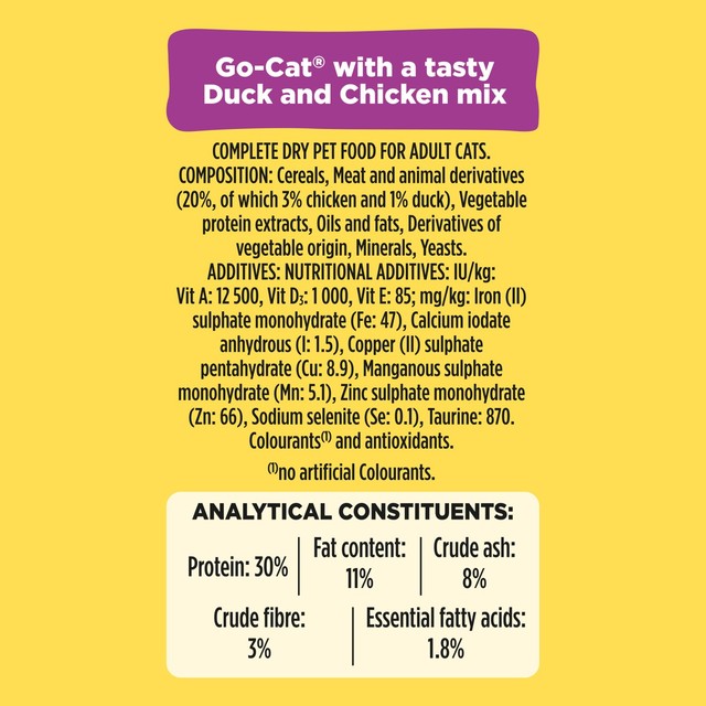Go-Cat chicken and duck dry cat food 750g, UK version
