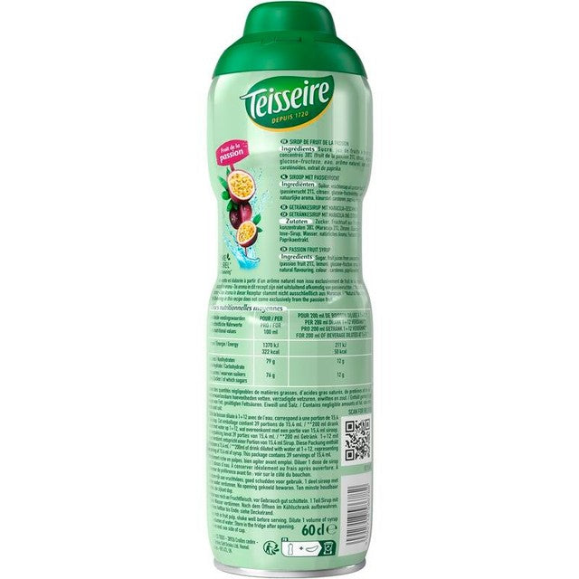 Teisseire passion fruit syrup 600ml (British brand)
