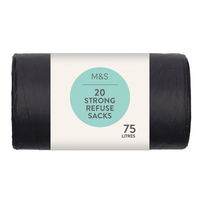 M&S أكياس قمامة قوية بمقابض ربط 75 لتر
