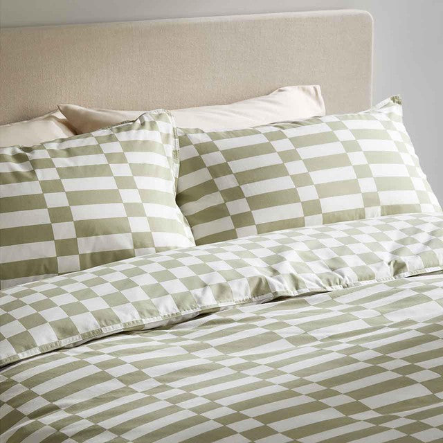 M&S bedding set geometric green super king size (British brand)