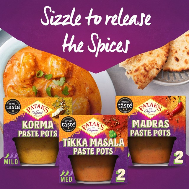 Patak's korma curry paste 2 x 70g, imported from the UK