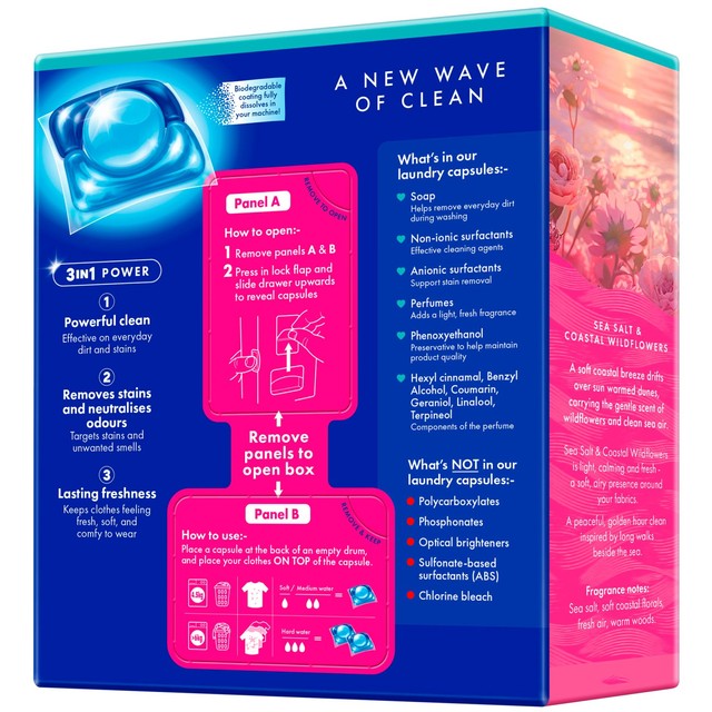 OceanSaver non-bio laundry capsules sea salt 30 washes, UK version