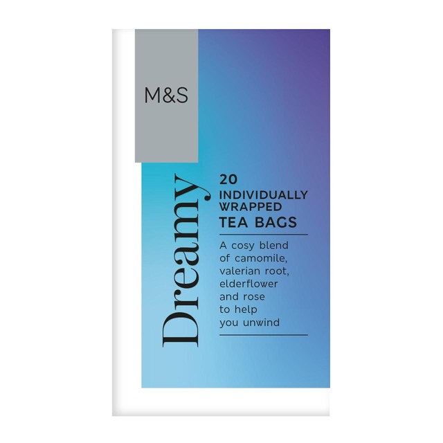 M&S herbal tea camomile and valerian root blend 20 teabags, imported from the UK