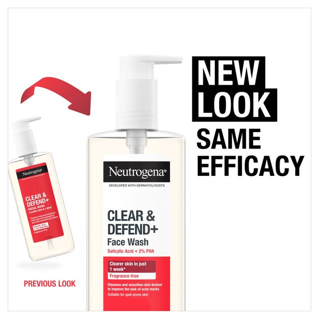 Neutrogena Clear and Defend+ Face Wash 200ml, imported from the UK