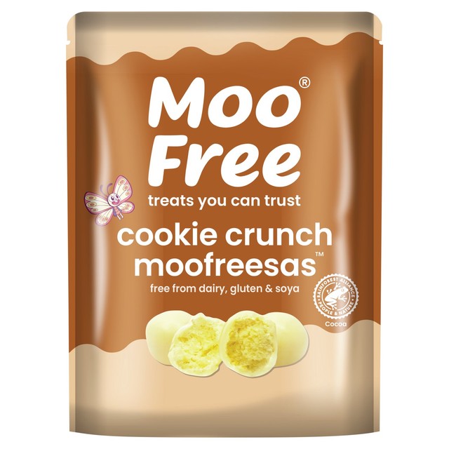 Moo Free Cookie Crunch Moofreesas cocoa covered biscuit rice balls (British brand)