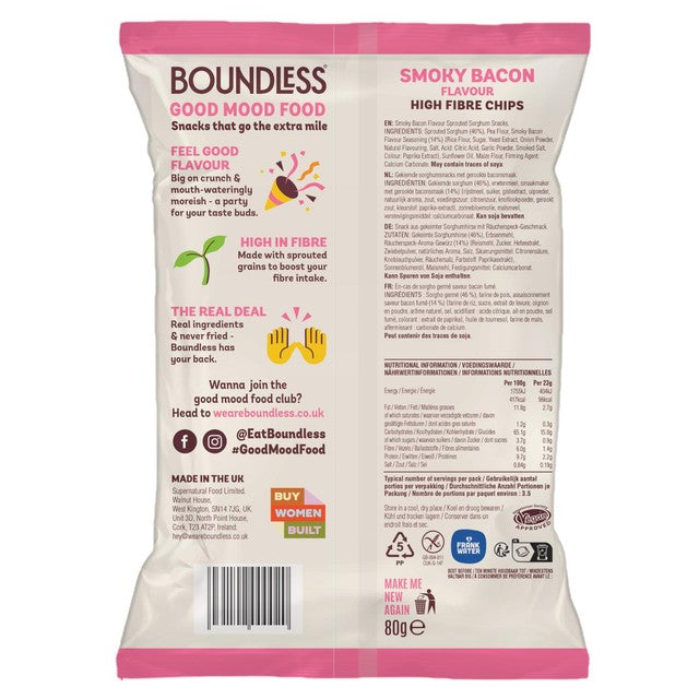 Boundless smoky bacon chips sharing pack 80g - British product