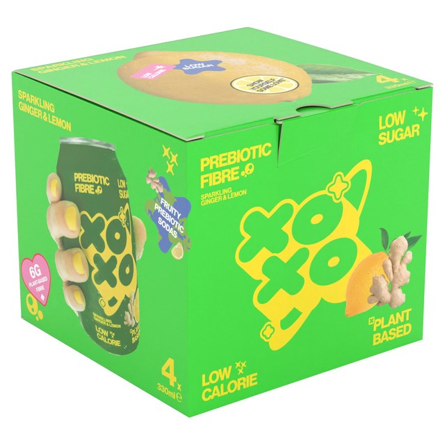 XOXO Sparkling Ginger & Lemon Soda 4 x 330ml (British brand)