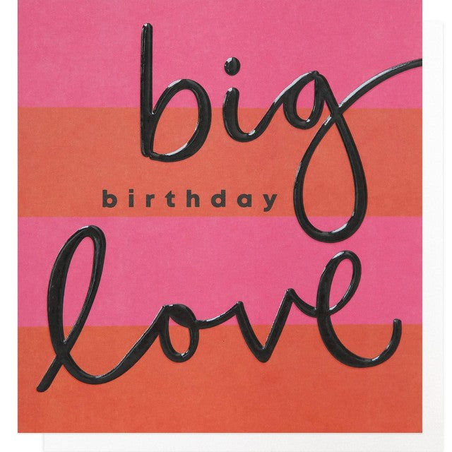 Caroline Gardner red and pink stripe birthday card 146x140mm - British product