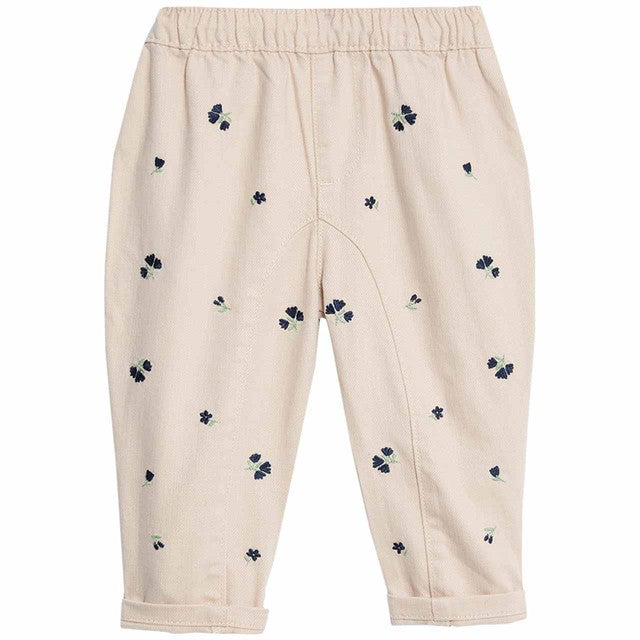 M&S floral embroidered cream baby jeans 6-9 months, imported from the UK