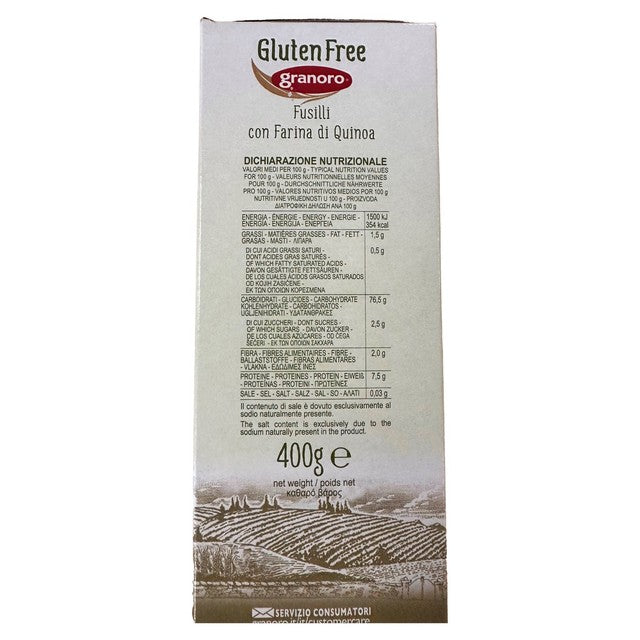 Granoro gluten free pasta fusilli 400g, UK version