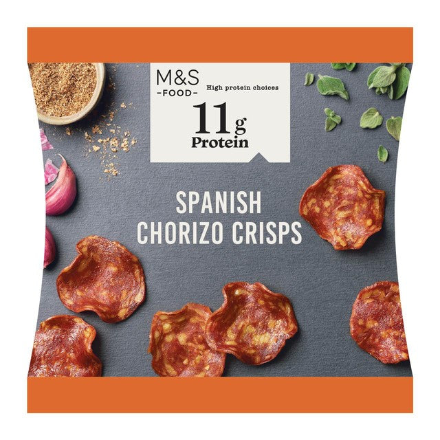 M&S Spanish chorizo crisps 25g pack, imported from the UK