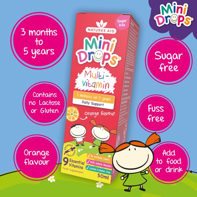 Natures Aid Mini Drops multivitamin 50ml, imported from the UK