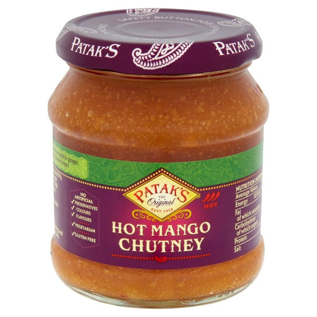 Patak's hot mango chutney 340g, imported from the UK