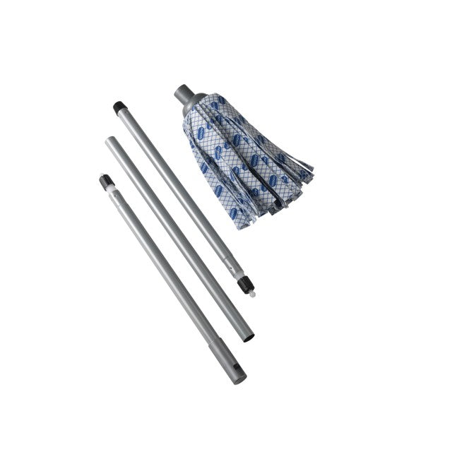 Addis cloth mop with 3-piece handle in metallic white blue - British product