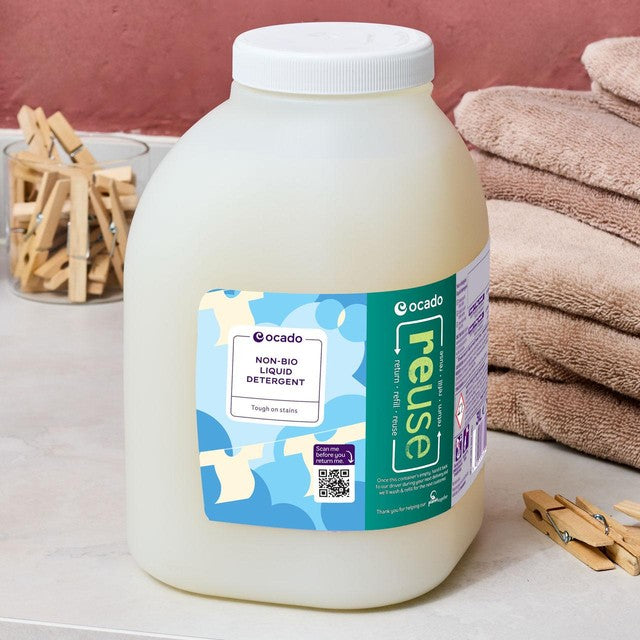 Ocado non-bio liquid laundry detergent refill-reuse 2.7L, imported from the UK