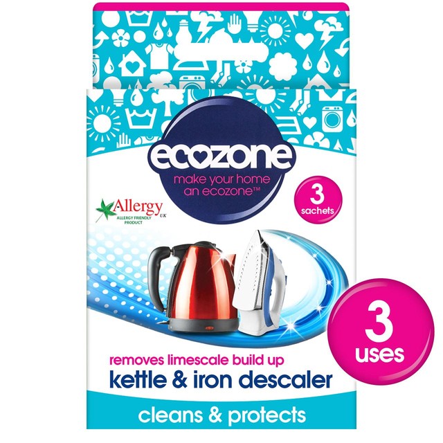 Ecozone Kettle and Iron Descaler 3x20g - British product