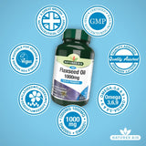 Natures Aid Vegetarian Flaxseed Oil 1000mg capsules, imported from the UK