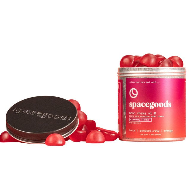SPACEGOODS Moon Chews strawberry flavour gummy supplements (British brand)