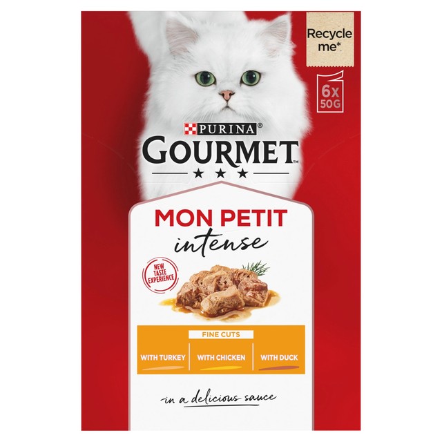 Gourmet wet cat food poultry variety turkey chicken duck 6 x 50g - British product