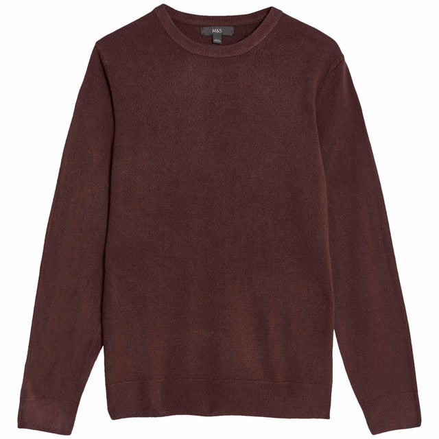 M&S men's cashmilon crew neck jumper Burgundy S, imported from the UK