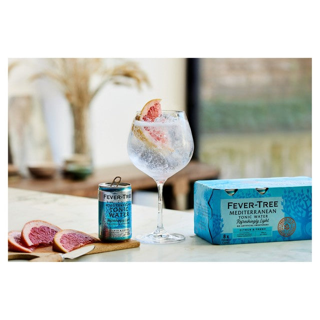 Fever-Tree light Mediterranean tonic water cans - British product
