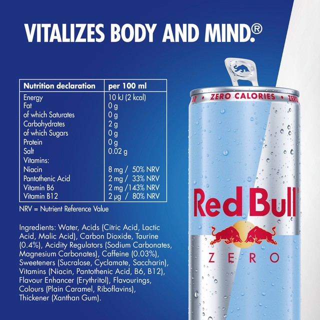 Red Bull Energy Drink Zero 8 x 250ml imported from the UK