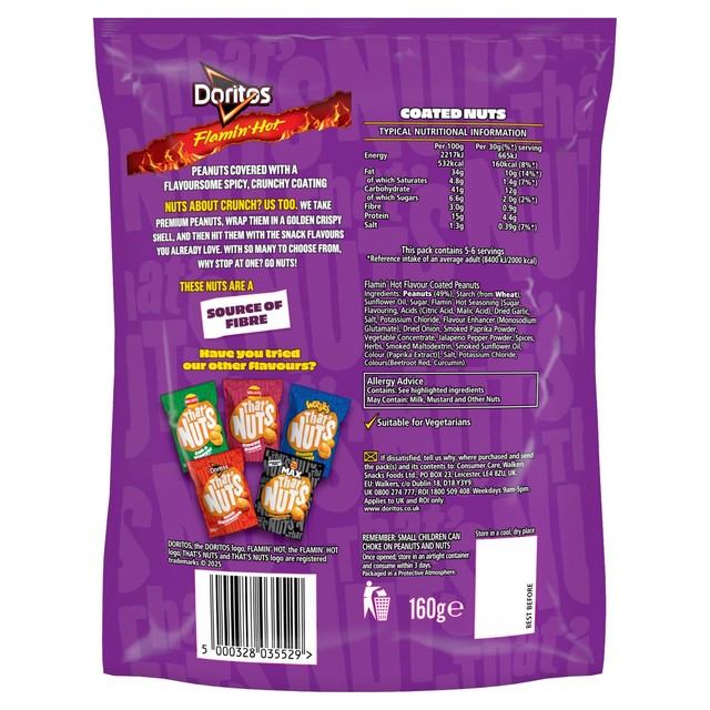 That's Nuts Flamin' Hot flavour coated peanuts 160g (British brand)