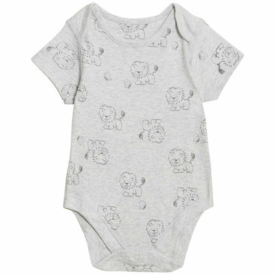 M&S 7er-Pack Löwen-Bodys, Grau-Mix, Baby 0-3 Monate