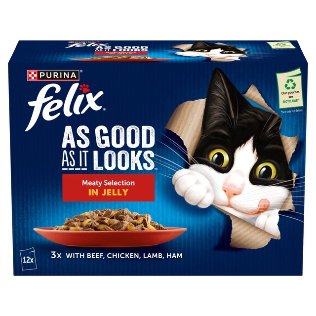 Felix wet cat food Meaty Selection in jelly, imported from the UK