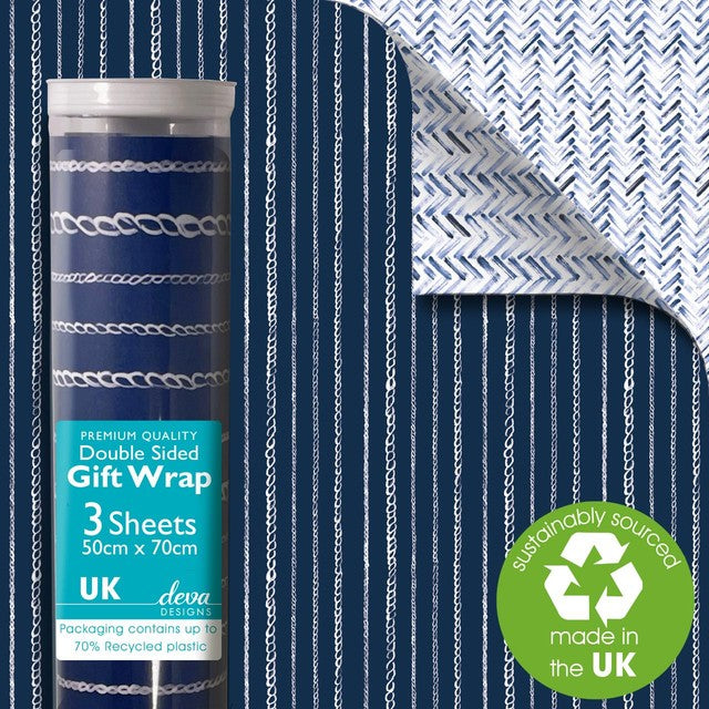 Deva Designs Yacht Club gift wrap 3 sheets 50cm x 70cm (British brand)