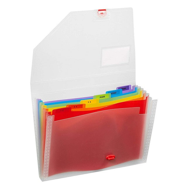 Snopake A4 rainbow portable organiser with dividers and tabs (British brand)