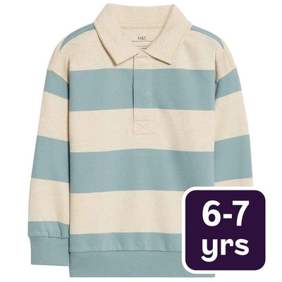 Sweat Rugby Rayé M&S Bleu Enfant 6-7 Ans