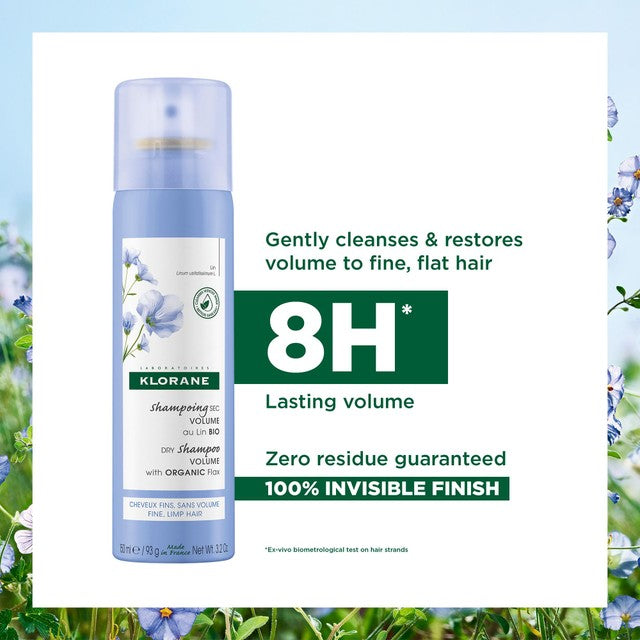Klorane volumising dry shampoo with organic flax fibre 150ml, UK version