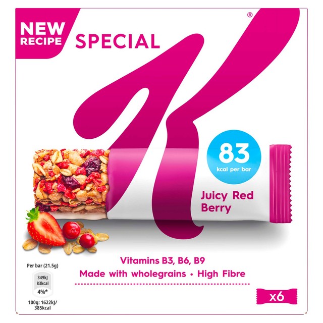 Kellogg's Special K red berry cereal bars 6 x 21g, UK version