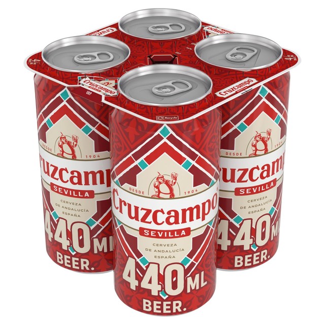 Cruzcampo Spanish lager beer 4 x 440ml cans - British product