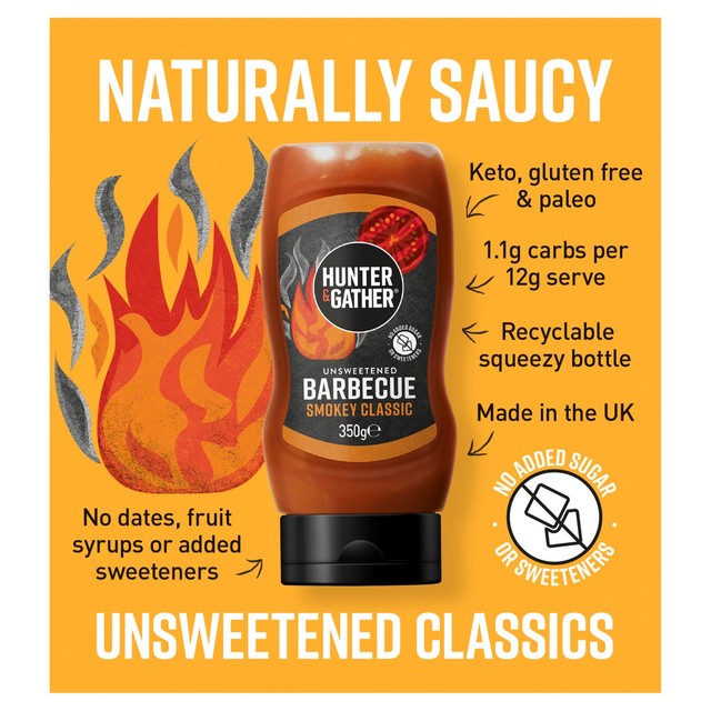 Hunter & Gather unsweetened BBQ sauce 350g, UK version