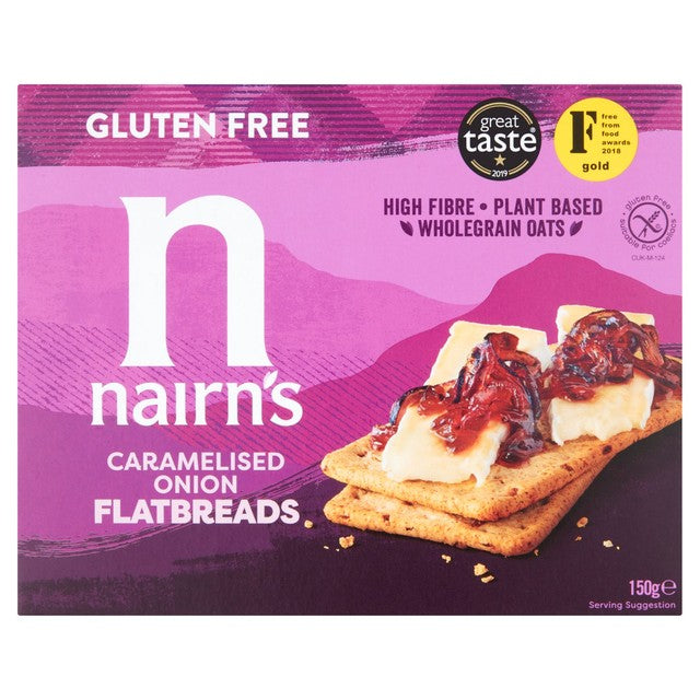 Nairn's Caramelised Onion Flatbreads 150g, imported from the UK