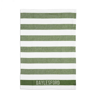 M&S Daylesford White Stripe Green Tea Towel- Buy online at McGrocer