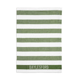 Daylesford white and green striped tea towel - British product