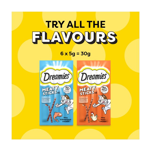 Dreamies salmon sticks cat treats grain-free 6 pack, UK version