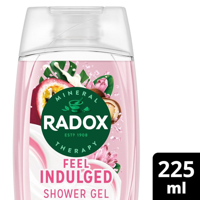 Radox Feel Indulged shower gel passionfruit shea, imported from the UK