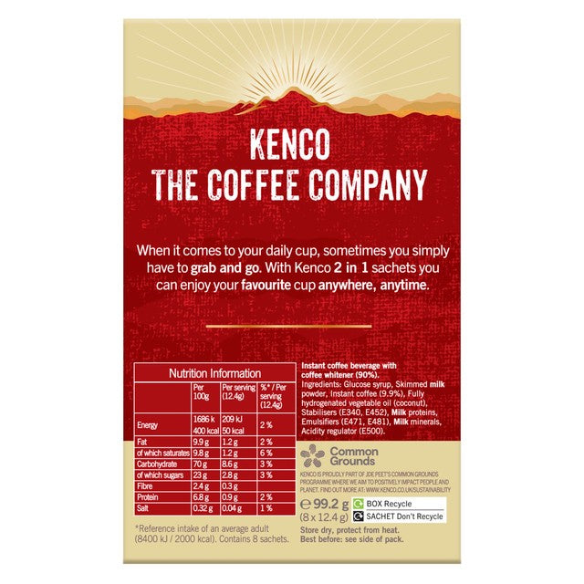 Kenco 2 in 1 coffee sachets 99.2g, UK version