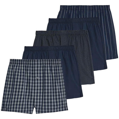 M&S Herren Boxershorts aus reiner Baumwolle, dunkelblau, 5er-Pack