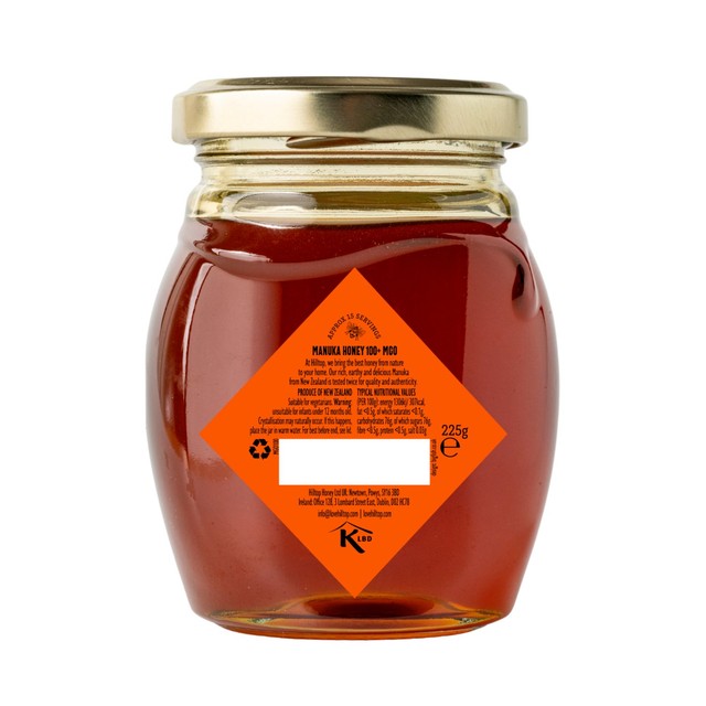 Hilltop Honey Manuka MGO100+ honey 225g, UK version