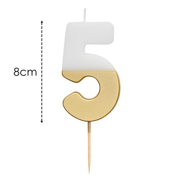 Talking Tables number 5 large gold candle (British brand)