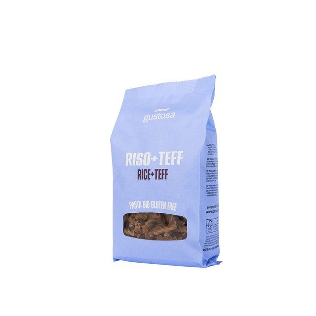Gustosa gluten free fusilli pasta organic rice and teff, UK version