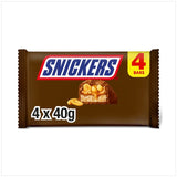Snickers caramel nougat peanuts and milk chocolate snack bars multipack 4x40g (British brand)