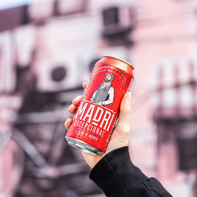 Madri Excepcional premium lager beer can (British brand)