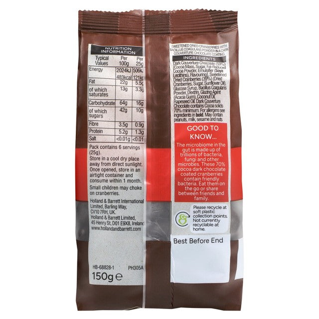 Holland & Barrett dark chocolate coated cranberries 150g, UK version